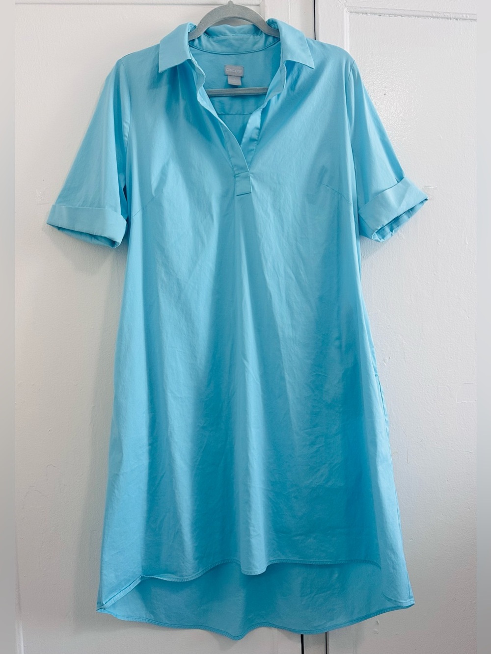 Chico's Light Blue Asymmetrical Shirt Dress